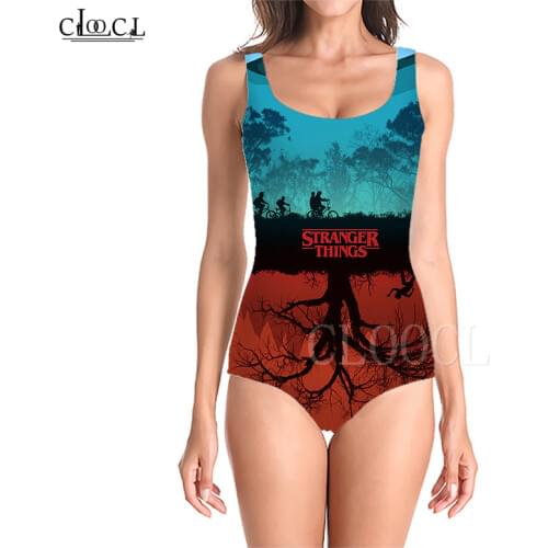 Stranger Things 3D Print Girls One-piece Swimsuit Swimming Bathing Suit Sleeveless Slim Sexy One Piece Swimsuit Womens Swimwear