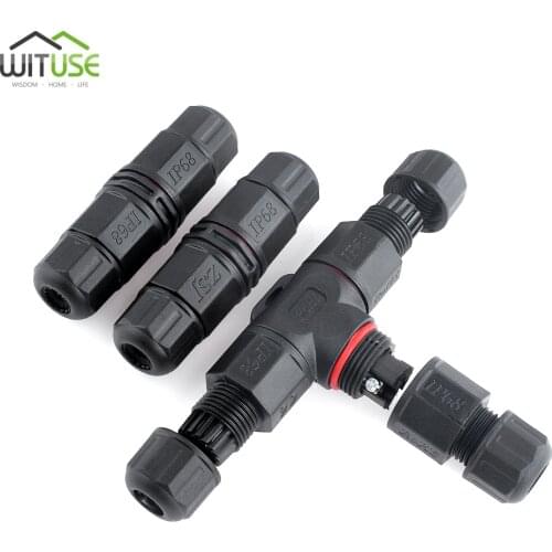 10 Pcs Waterproof connector IP68 T Shape Junction Box Connector 3 Pin 250V 15A Cable Wire Gland Sleeve connector for LED lights