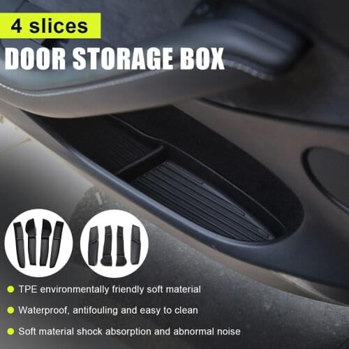 High Quality Side Door Storage Box Tray TPE Waterproof Interior Organizer for Tesla Model 3 Y Auto Accessories Decoration
