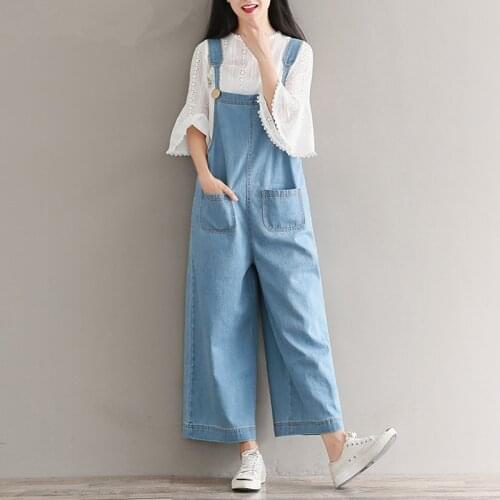 Brand Jeans Women Jumpsuit Denim Romper Overalls Casual Long Trousers Vaqueros Basic Denim Pants Wide Leg Rompers Female