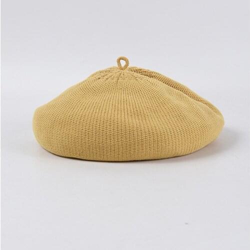 Women solid casual knit beret 2020 Autumn new all-match painter hat student retro beret hat