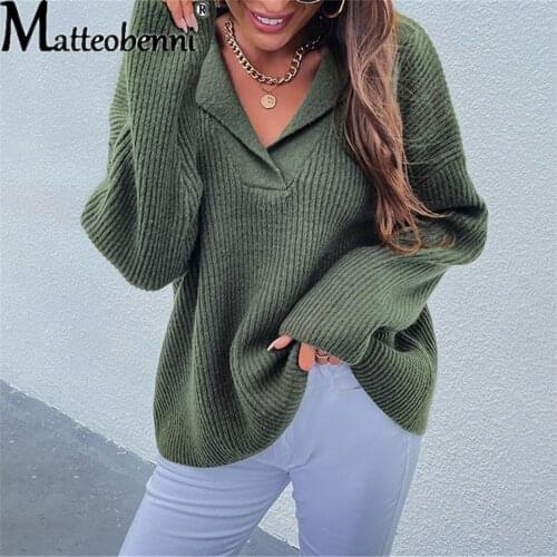 Sweaters Women Autumn Winter Solid Color Long Sleeve Pullovers Ladies Clothing 2021 Casual Loose Jersey Mujer Pull Femme Tops
