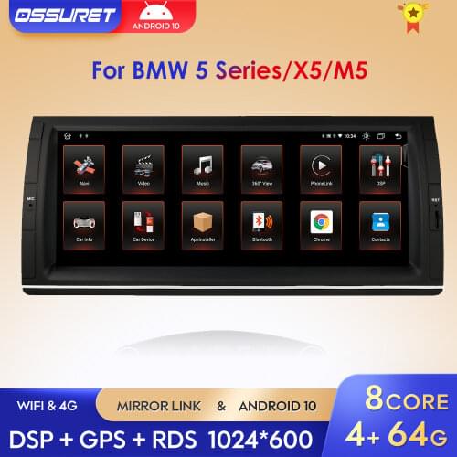 10.25inch Android 10.0 Car DVD radio player for bmw E39 X5 E53 With GPS BT RDS USB SD Steering wheel 2G RAM 32G ROM WIFI