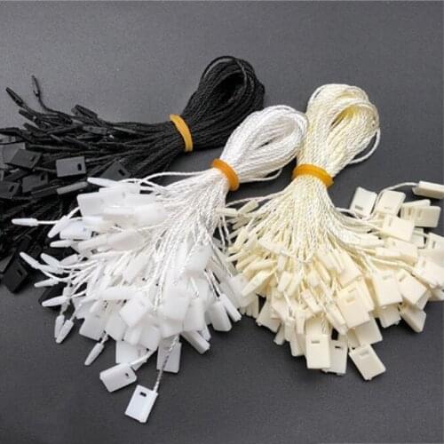 1000pcs/lot Clothing Tag Rope Garment Hand Wearing Plastic Label Rope Hat Bags Accessories Beige White Black 19cm
