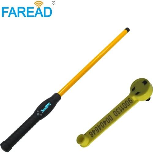 125khz/134.2KHz Animal Stick Reader LF handheld Bluetooth & USB portable scanner+x100pcs FDX-B RFID visual EID ear tag for sheep