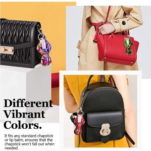 15Pcs Lip Balm Holder Keychain Chapstick Lipstick Lipgloss Case Multi Colors for Women Girls