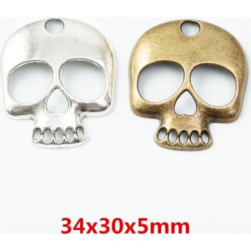 15 pieces of retro metal zinc alloy skull pendant for DIY handmade jewelry necklace making 6792