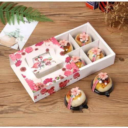 23.5*16.5*5cm Flower pattern potable mooncake box with handle,biscuit candy biscuit box,chocolate pastry packing boxes100pcs SN