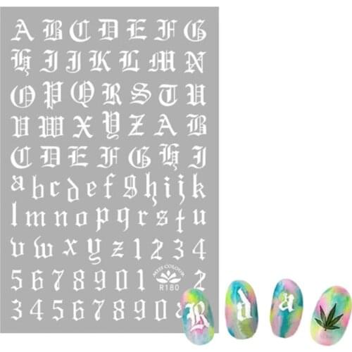 4 Color/Set Russia Letter Word Numbers Old English Nail Stickers Nail Art Decals