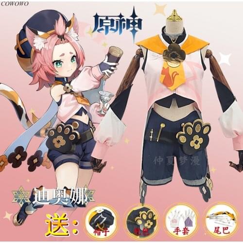 Anime! Genshin Impact Mondstadt Diona Game Suit Lovely Lolita Uniform Cosplay Costume Halloween Party Outfit For Women 2020 NEW