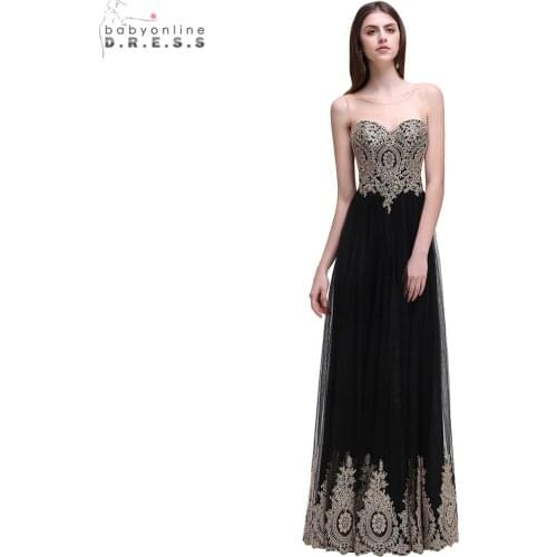 Robe de Soiree Longue Sexy Backless Beaded Lace Black Long Evening Dress Cheap Appliques Evening Gowns Vestido de Festa