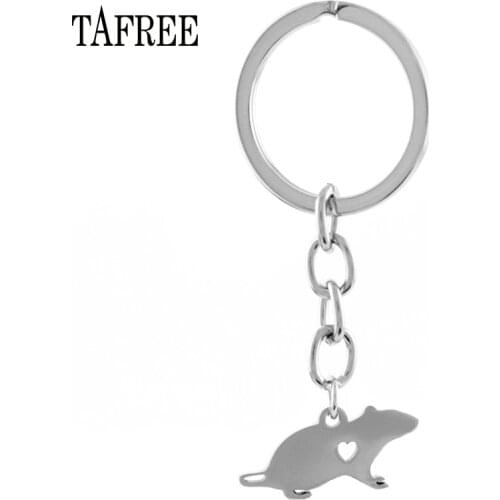 TAFREE Mouse Pendant Keychain Key Chain & Key Ring Holder Stainless steel Custom Gift For Children Kids Bag Pendant SKU35