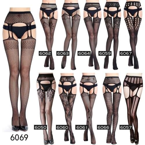 Garter Belt For Women Erotic Stockings With Fishnet Pantyhose Plus Size Thigh High Socks Sexy Lingerie Lace Tights Pantyhose