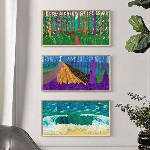 David Hockney Green Tide Arrival of Spring Woldgate Winter Timber Canvas Painting Posters and Prints Wall Art Pictures for Decor