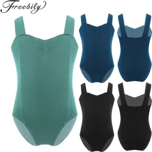 Kids Gymnastics Leotard Girls Solid Color Sleeveless Ballet Gymnastics Jumpsuit Stretchy Pinched-Front Ballet Dance Leotard Girl