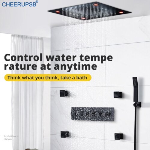 Constant Temperature Shower Set Wall Ceilling Mount Remote Control Shower System SPA Rain Fall Thermostatic Mixer Bath Faucets