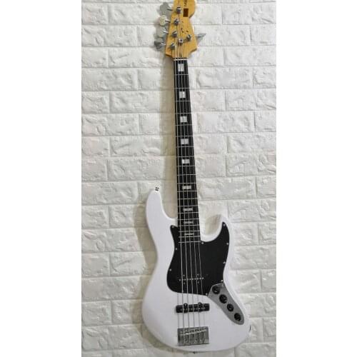 Electric bass guitar Jazz Bass White color 5 strings ACTIVE Pickups fingerboard Inlays Pearloid Blocks.Paypal available!Bs-22