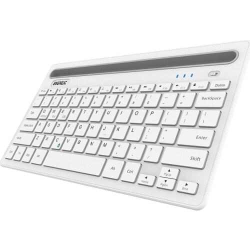 Everestt Kb-bt82 White Bluetooth Ultra Slim + rechargable Mac / win / android / ios Compatible Tablet Stand Wireless Keyboard