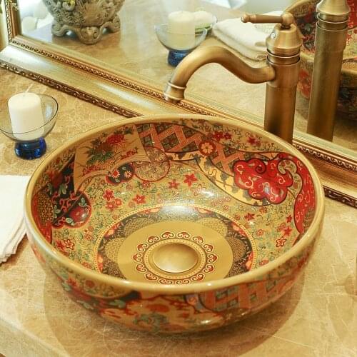 Europe style chinese wash basin Jingdezhen Art Counter Top ceramic basin sink countertop washbasins
