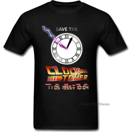 Fiction Film T-shirt Men Back To The Future T Shirt Clock Tower Tops Marty Doc Delorean Print Tshirt Cotton Streetwear Novelty