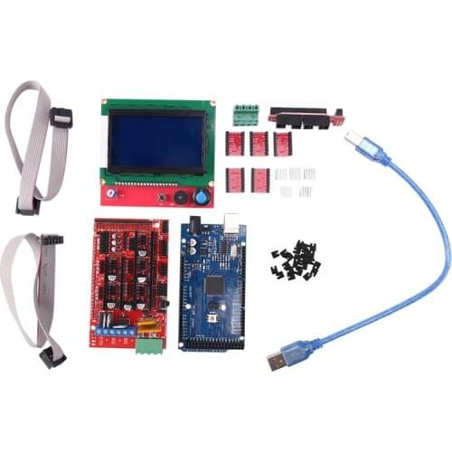 1Pcs Mega 2560 R3 Ch340 + 1Pcs Ramps 1.4 Controller + 5Pcs A4988 Stepper Driver Module +1Pcs 12864 Controller For 3D Printer Kit