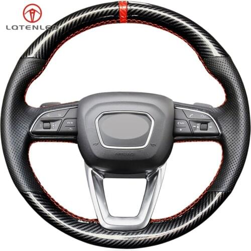 LQTENLEO Carbon Fiber Leather Car Steering Wheel Cover For Audi A4 Allroad 2017-2018 Q3 Q8 2019 Q5 SQ5 2018-2019 Q7 2016-2019