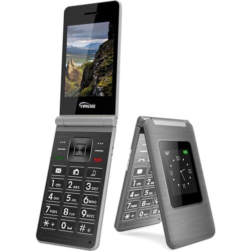 2020 GSM Flip Phone YINGTAI T39 Dual SIM Dual Screen Big Keyboard Celular Clamshell Wireless FM Bluetooth Mobile Cellphone MP4