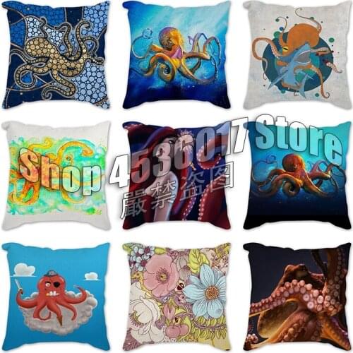 Octopus Pillow Cover Home Cotton Cushion Cover 45*45cm Decoratives Cushions For Sofa Covers Car Pillow Case Throw Polyester