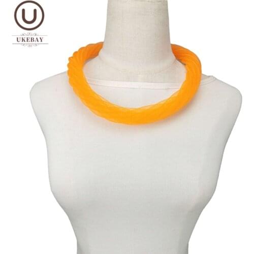 UKEBAY New Choker Necklaces For Women Luxury Jewelry 12 Colors Chains High Street Bright Mesh Necklace Hollw Design Accessories