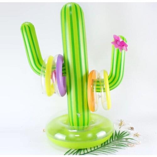 Outdoor Swimming Pool New PVC Inflatable Cactus Ring Toss Game Set Floating Pool Toys Beach Party Supplies Party Ice Bar Travel