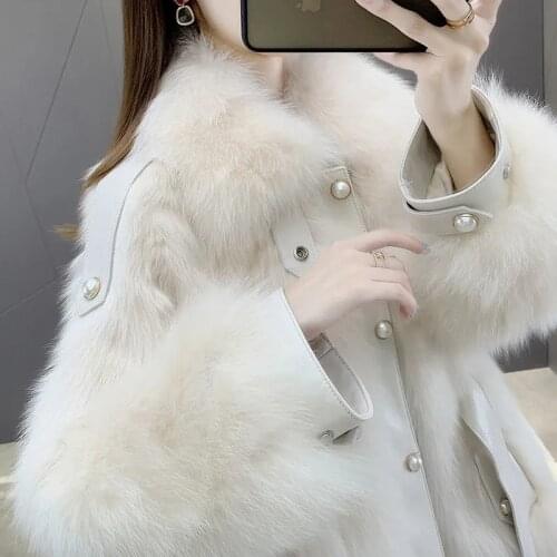 Faux Fox Fur Coat Womens Mid-length 2021 New Winter Collection Waist Square Collar Pearl Fur Coat