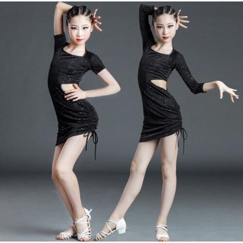 Latin dance dress girls and childrens new starry fabric set childrens Latin dance performance training dress summer