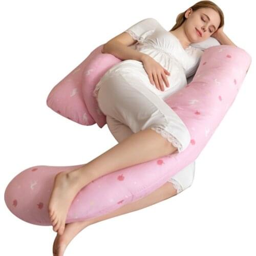 New Pure Cotton Pregnancy Pillow Full Filling Pregnant Pillow Cushion Long U Shape Maternity Plillow For Pregnant Women Sleeping