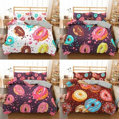 Donuts Bedding Set 2/3Pcs Duvet Cover & Pillowcase(s) 3D Printed Quilt Cover Home Textile Gift