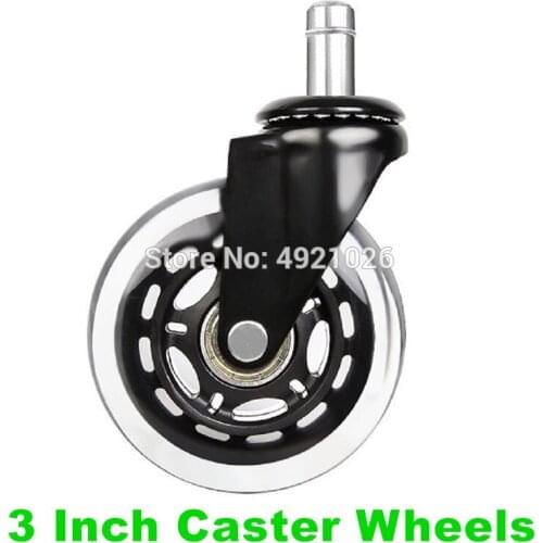 5PCS Office Chair Caster Wheels 3 Inch Swivel Rubber Caster Wheels Replacement Soft Safe Rollers Furniture Hardware