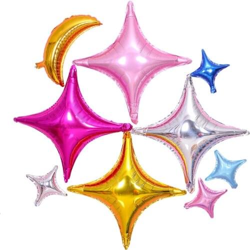 10 Inch 50 PCS/ Lot 4 Point Star Shape Aluminum Foil Balloons Birthday Wedding Party Decoration Celebration Supplies