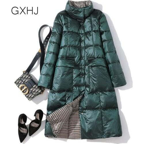 Winter Women down coat Parkas 90% White Duck Down Coat Female Hooded Warm Jacket Stand-up collar can be worn on both sides coat