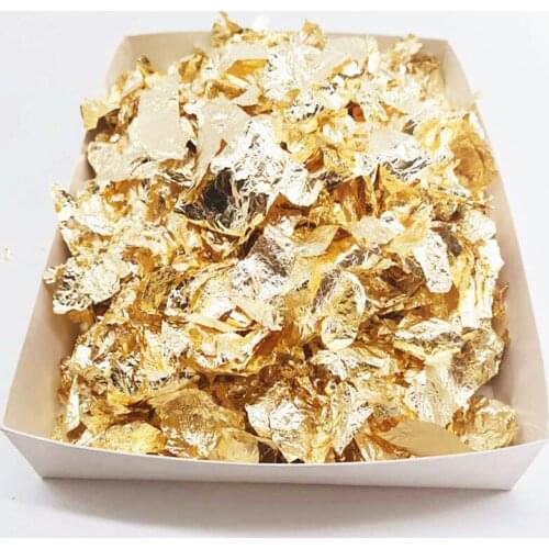 1kg Imitation Gold Flakes Gold Leaf Fragments Gold Flakes Sheet Flakes Gilding Painting Nail Decorations Arts Crafts Gold Foil