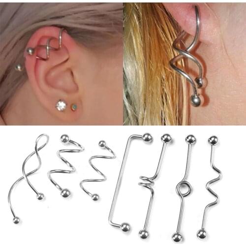 1PC Stainless Steel Industrial Barbell Earrings Screw Ear Cartilage Tragus Helix-Conch Body Piercing Jewelry 14G Nipple Piercing