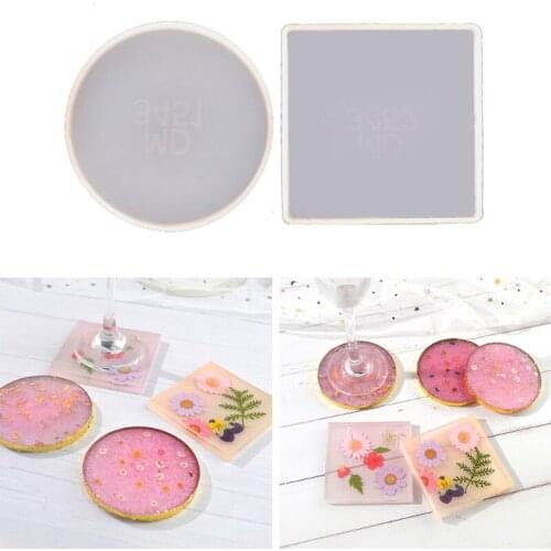 10 Pcs Circle Coaster Epoxy Resin Mold Square Cup Mat Silicone Mould DIY Crafts Home Decorations Casting Tools