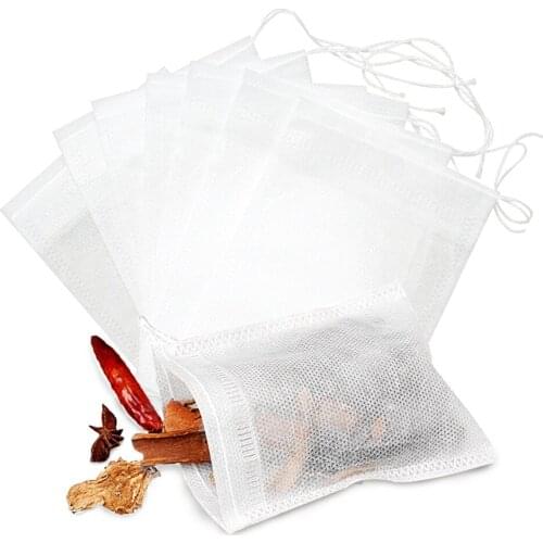 100pcs Disposable Tea Bags Filter Bags for Tea Infuser with String Heal Seal Food Grade Non-woven Fabric Spice Filters Tea bags