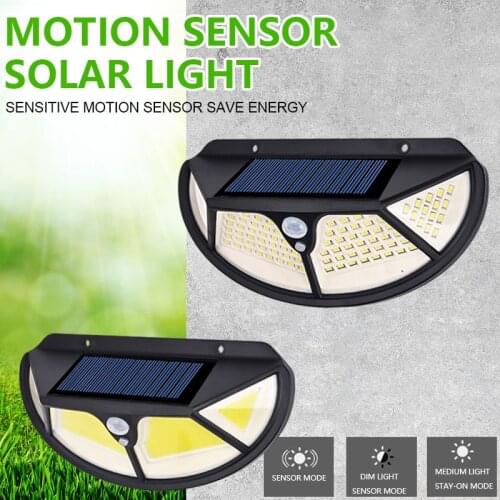100 LED Solar Light Outdoor Solar Wall Lamp Powered Sunlight Waterproof PIR Motion Sensor Street Light For Garden Decoration
