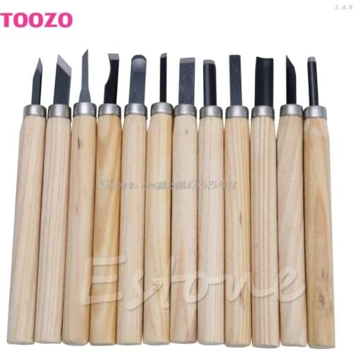 12Pcs Professional Wood Carving Hand Chisel Knife Tool Set Woodworkers Gouges M12 dropship