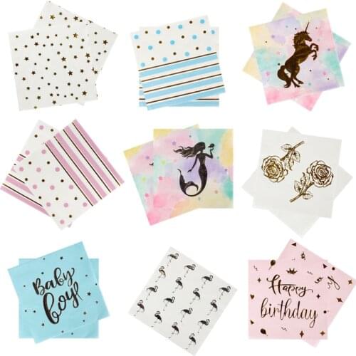 20pcs Bronzing Western Printing Napkins Square Western Creative Decoration Wood Pulp Facial Tissues Restaurant Wedding Tissues