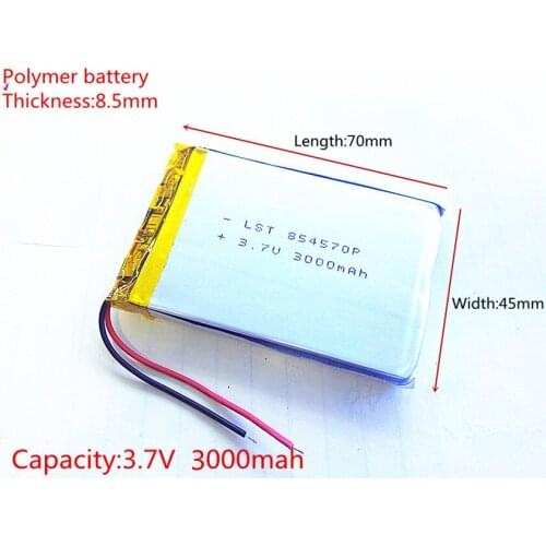 3.7V 3000mAh 854570 Lithium Polymer Li-Po li ion Rechargeable Battery cells For Mp3 MP4 MP5 GPS mobile