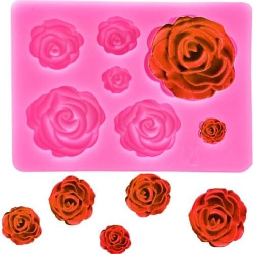3D Silicone Mold Rose Flower Shape Mould Wedding Fondant Cake Decorating Tools Sugarcraft Candy Clay Chocolate Moulds