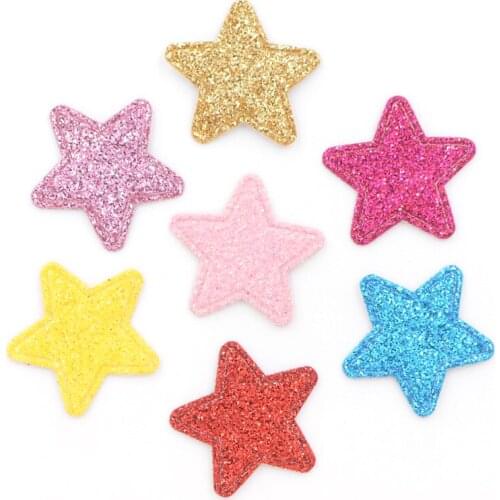 80Pcs Glitter Leather Patches Star Shape Appliques for Crafts Clothes Stick on DIY Hair Clips Scrapbooking Decor Accessories K69