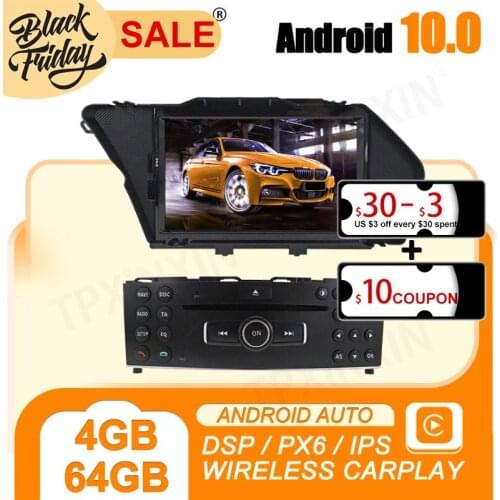 Android 10 PX6 for Benz GLK X204 GLK300 GLK350 2008 GPS Car Navigation Multimedia HD Video Touch Screen Stereo DVD Player Radio