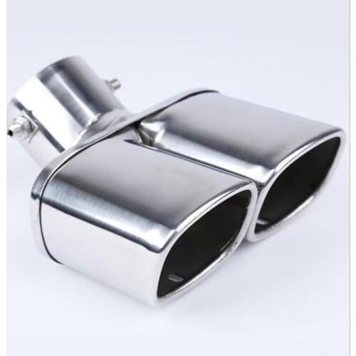 Car Auto Round Exhaust Muffler Tip Stainless Steel Exhause 1 to 2 Dual Pipe Chrome Trim Modified Car Rear Tail Throat Liner