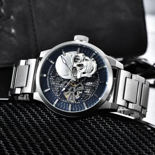 Pagani Design 2021 Skull Skull Mens Mechanical Watch Top Brand Stainless Steel Waterproof Automatic Watch Sapphire Mens Clock